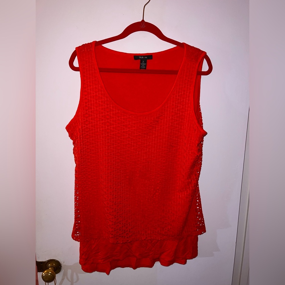 Layered Style & Co red tank top with fly away back